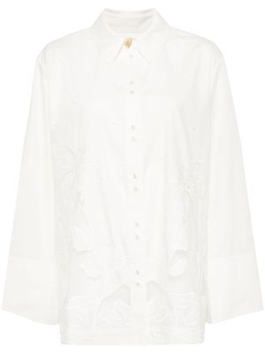 Aje Agua lace-panelled cotton shirt - White