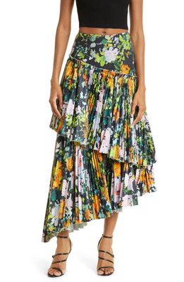 Aje Alice Floral Print Asymmetric Skirt in Midnight Floral