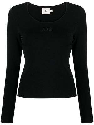 Aje Clementine logo-embroidered knitted top - Black