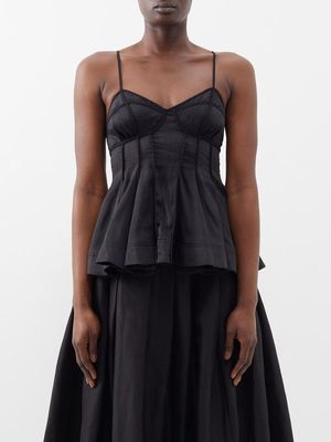 Aje - Evangeline Linen-blend Cami Top - Womens - Black