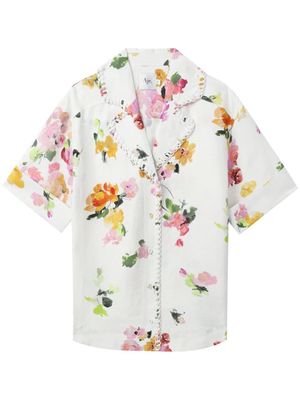 Aje floral-print short-sleeve shirt - White