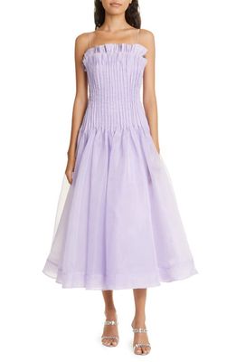 Aje Horizon Pleated Ruffle Cocktail Dress in Lilac