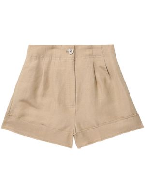 Aje linen-blend mini shorts - Neutrals
