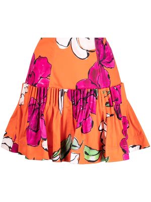Aje Niki floral-print pleated miniskirt - Orange
