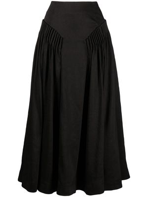 Aje pleat-detail linen midi skirt - Black