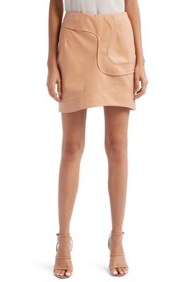 Aje Priscilla Faux Leather Miniskirt in Sand Beige