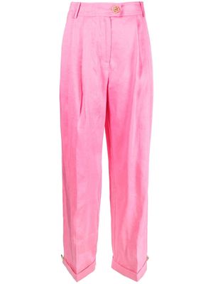 Aje Sentiment pleated linen-blend trousers - Pink
