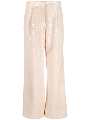 Aje sequin-embellished wide-leg trousers - Neutrals