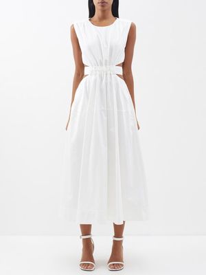 Aje - Zorina Cut-out Cotton-poplin Midi Dress - Womens - Ivory
