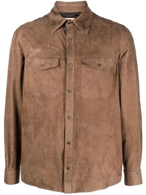 Ajmone fitted suede shirt - Brown