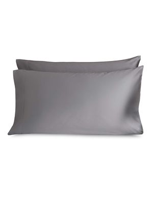 Ajour Cotton Sateen 2-Piece Pillowcase Set - Grey - Size King - Grey - Size King