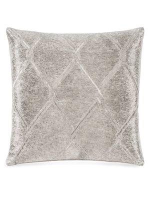 Akai Hand Beaded Linen Pillow - Silver - Silver