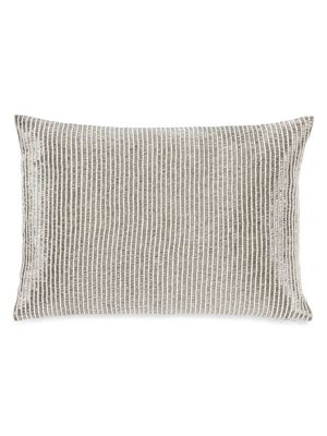 Akai Striped Sequin Pillow - Silver - Silver