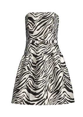 Akela Strapless Zebrah Jacquard Minidress