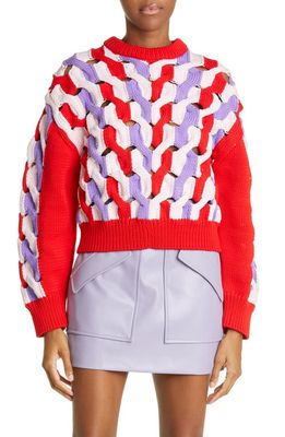 Aknvas Hayley Open Stitch Sweater in Multi Red