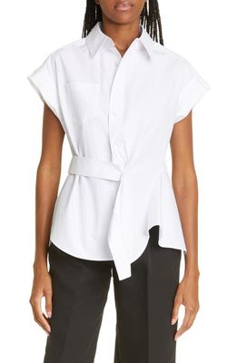 Aknvas Stella Deconstructed Cotton Button-Up Blouse in White