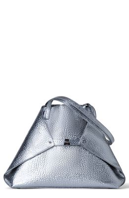 Akris AI Medium Hammered Metallic Leather Tote Bag in Inox