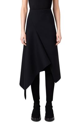Akris Asymmetric Techno Scuba Knit Skirt in 009 Black