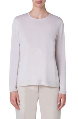 Akris Cashmere & Silk Crewneck Sweater in Beige