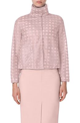Akris Castro Embroidered Check Tulle Jacket in Lily