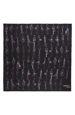 Akris Croquis Print Silk Twill Scarf in 091 Black-White
