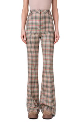 Akris Fares Check Virgin Wool Bootcut Pants in 035 Camel-Multicolor