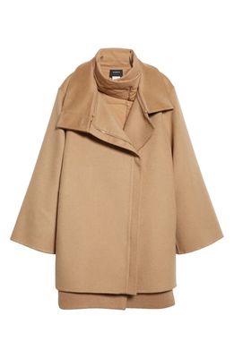 Akris Fenix 2-in-1 Quilted & Camel Hair Car Coat in 043 Camel