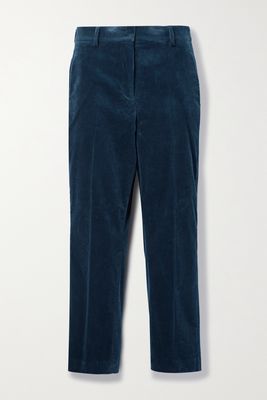 Akris - Flavin Cropped Cotton-blend Corduroy Straight-leg Pants - Blue