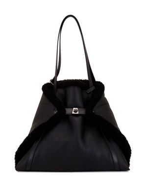 Akris fleece-lined leather shoulder bag - Black