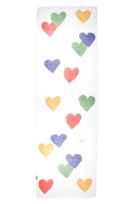 Akris Heart Print Wool & Silk Scarf in 016 White-Multicolor
