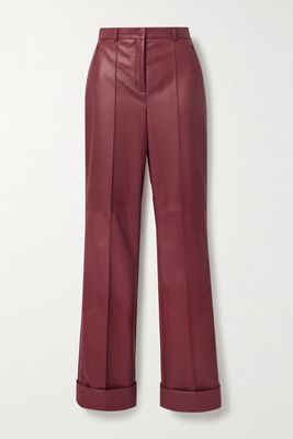 Akris - Leather Straight-leg Pants - Burgundy