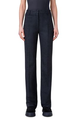 Akris Marilyn Wool Stretch Flannel Pants in 098 Charcoal