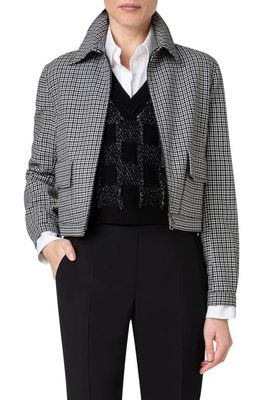 Akris Microcheck Wool Jacket in Black/Ecru