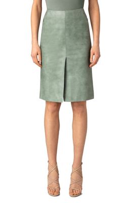 Akris Nappa Leather Pencil Skirt in Salvia