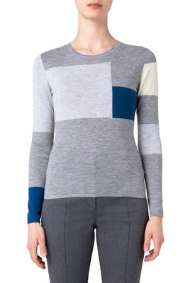 Akris Novemberday Cashmere & Silk Sweater in Smoke-Multicolor