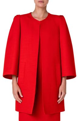 Akris Oriana Open Front Wool Blend Coat in Red