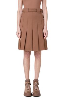 Akris Pleated Virgin Wool Double Face Skirt in Vicuna