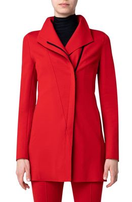 Akris punto Asymmetric Zip Long Jersey Jacket in Red