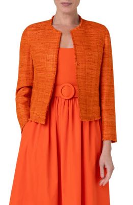 Akris punto Boxy Silk Tweed Crop Jacket in Orange