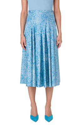 Akris punto Bubble Print Pleated Cotton Skirt in Pale Blue
