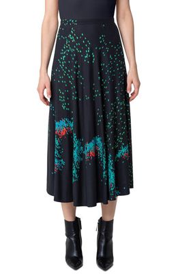 Akris punto Butterfly Print A-Line Midi Skirt in Black-Multi