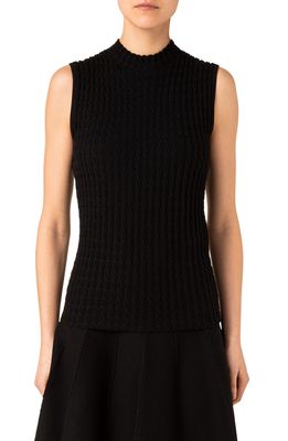 Akris punto Cable Stitch Virgin Merino Wool Sleeveless Sweater in Black