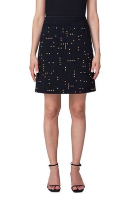 Akris punto Circuit Board Studded Stretch Wool Crepe Skirt in Black