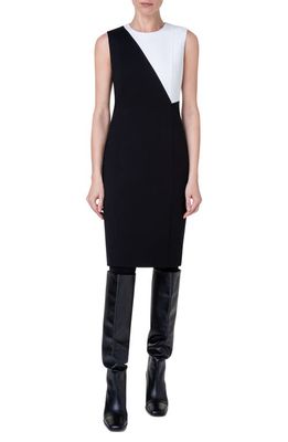 Akris punto Colorblock Sleeveless Sheath Dress in 911 Black-Cream