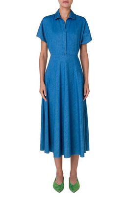 Akris punto Cutout Denim Dress in Medium Blue Denim