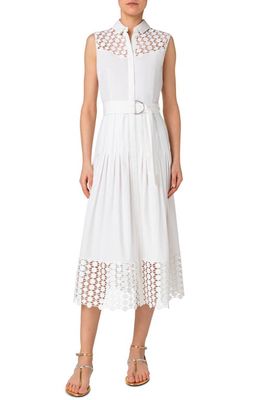 Akris punto Dot Guipure Lace & Gabardine A-Line Dress in 011 Cream