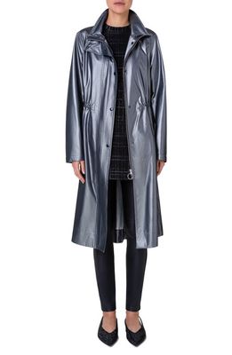 Akris punto Dot Pattern Water Repellent Trench Coat in Black Silver