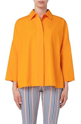 Akris punto Drop Shoulder Cotton Poplin Shirt in Orange