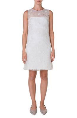 Akris punto Embroidered Dot Tulle Overlay Dress in Cream