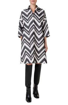 Akris punto Fil Coupé A-Line Shirtdress in Black-Cream